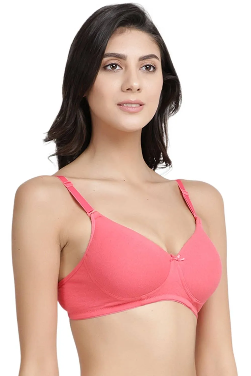 Organic Cotton  Antimicrobial Wire-free Padded Bra (Pack of 3)-ISB068-B.Pink_B.Pink_Coral Pink-