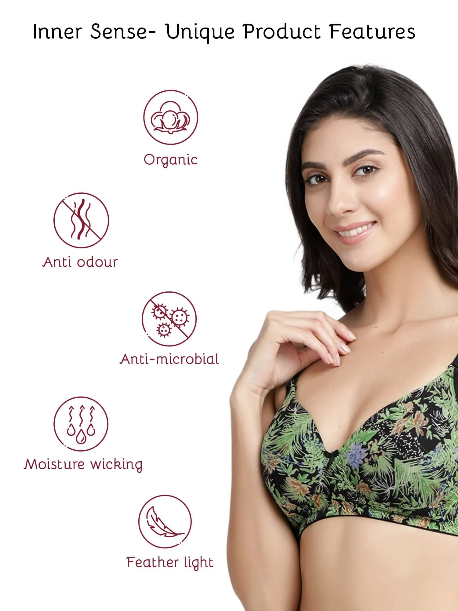 Organic Cotton  Antimicrobial Wire-free Padded Bra (Pack of 3)-ISB068-B.Pink_B.Pink_J.Print-