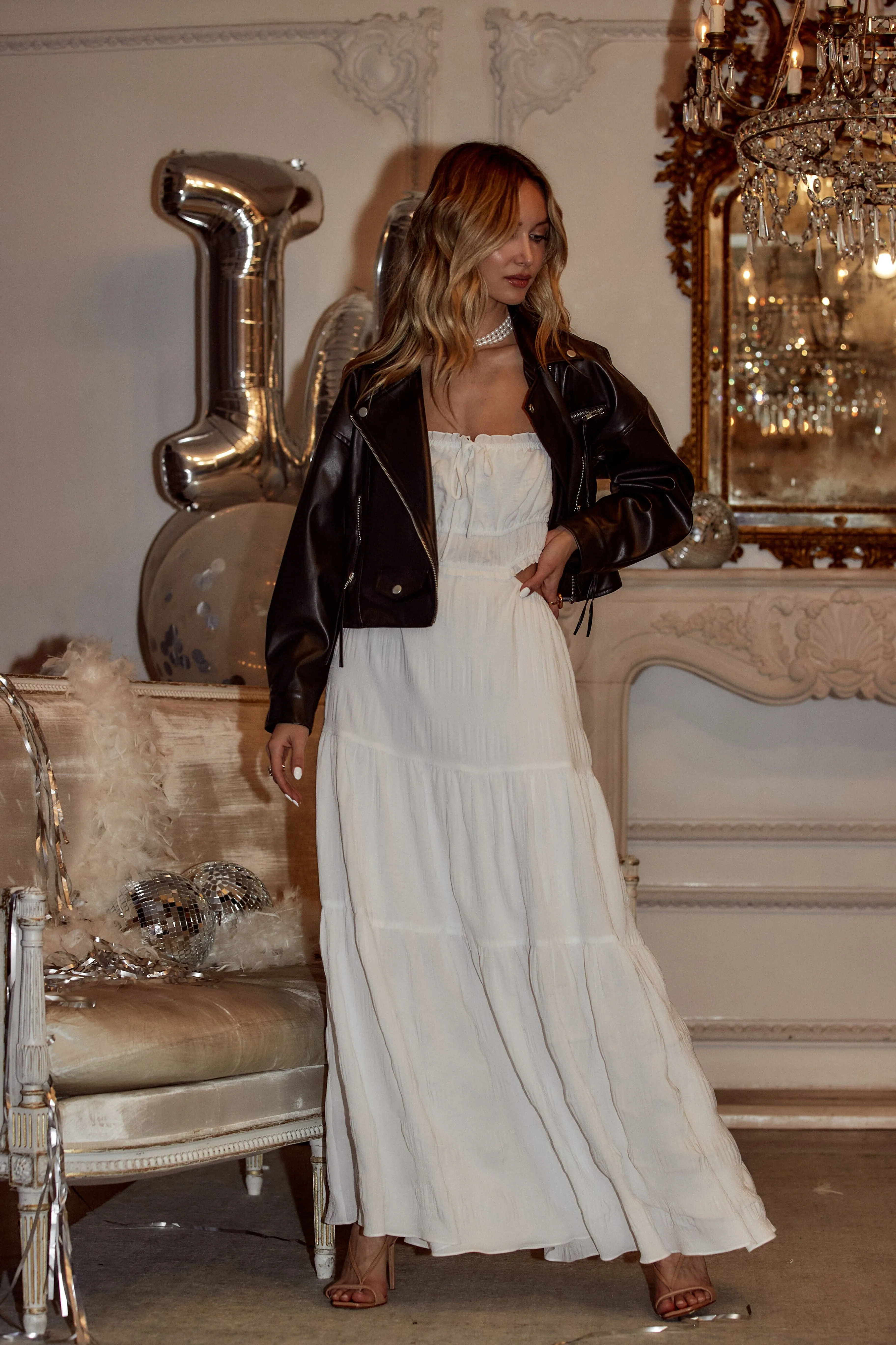 Paola White Boho Maxi Dress