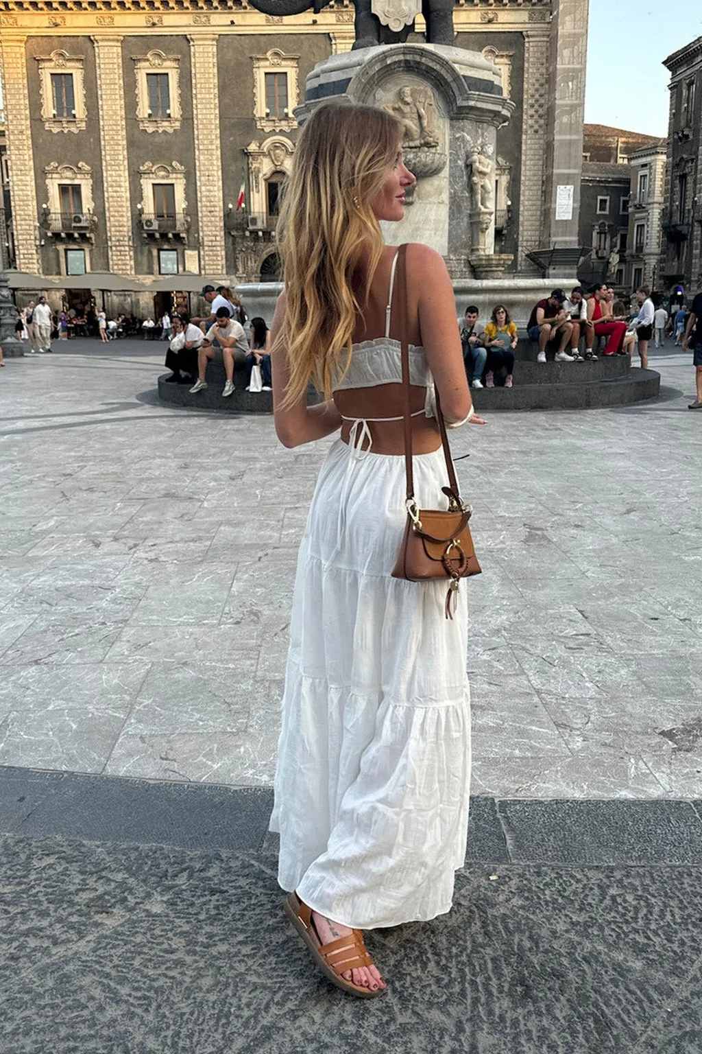 Paola White Boho Maxi Dress