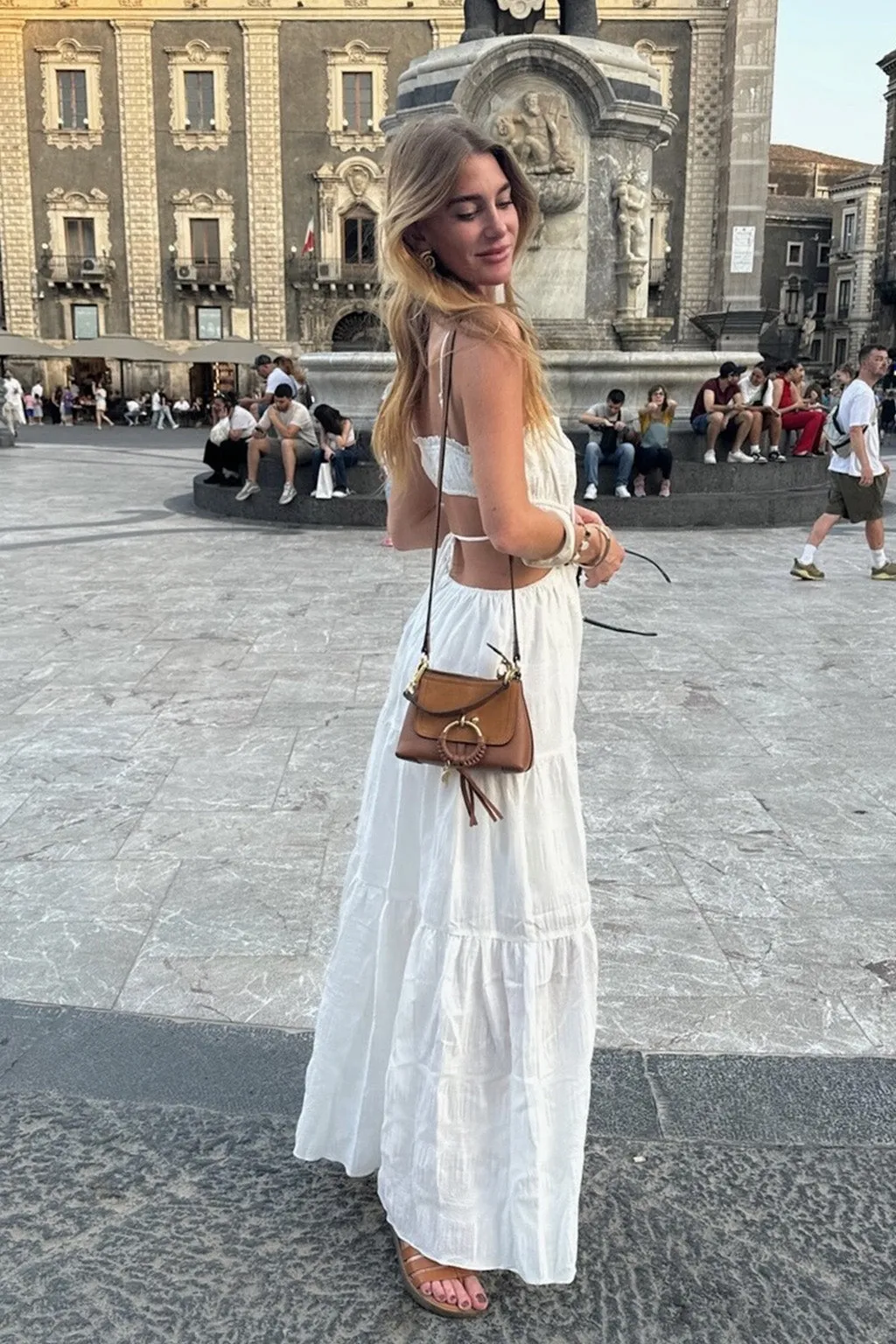 Paola White Boho Maxi Dress