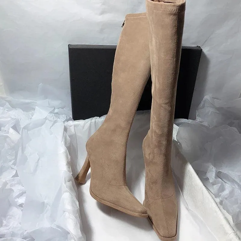 Pointy Thin High Heeled Knee High Women Boots