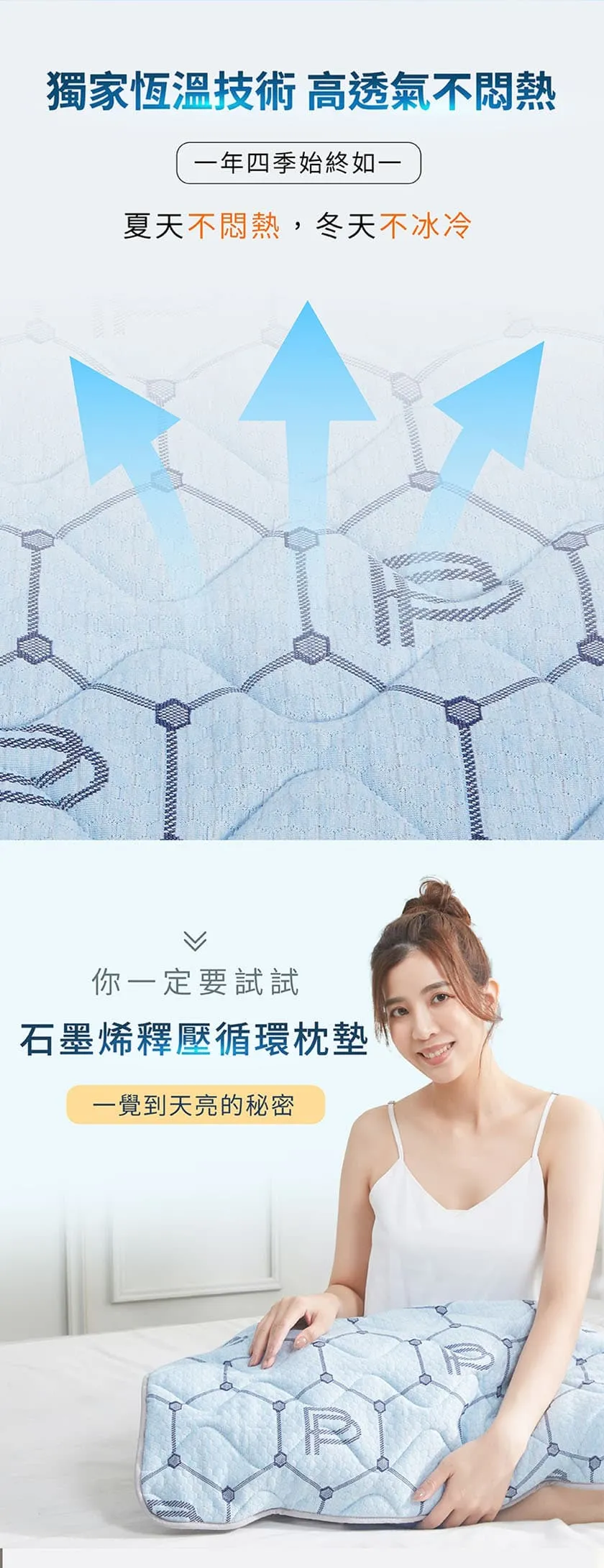 PP Graphene Pressure Relief Circulation Pillow Case