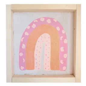 Rainbow Wooden Sign | Glitter Pink 10x10