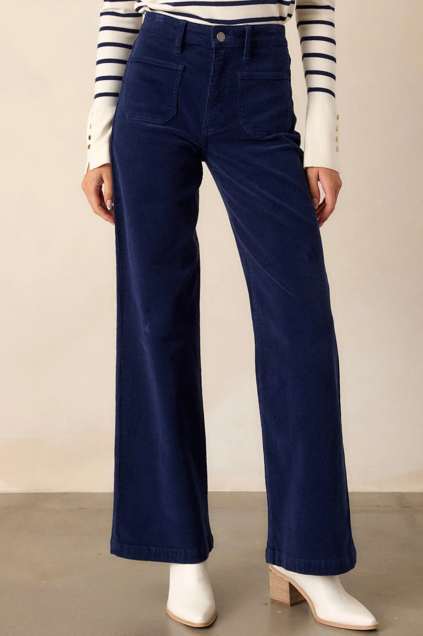 Rhythm & Blues Navy Corduroy Straight Leg Jeans