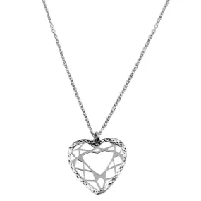 Silver 925 Rhodium Plated Double Flat Open Heart Pendant