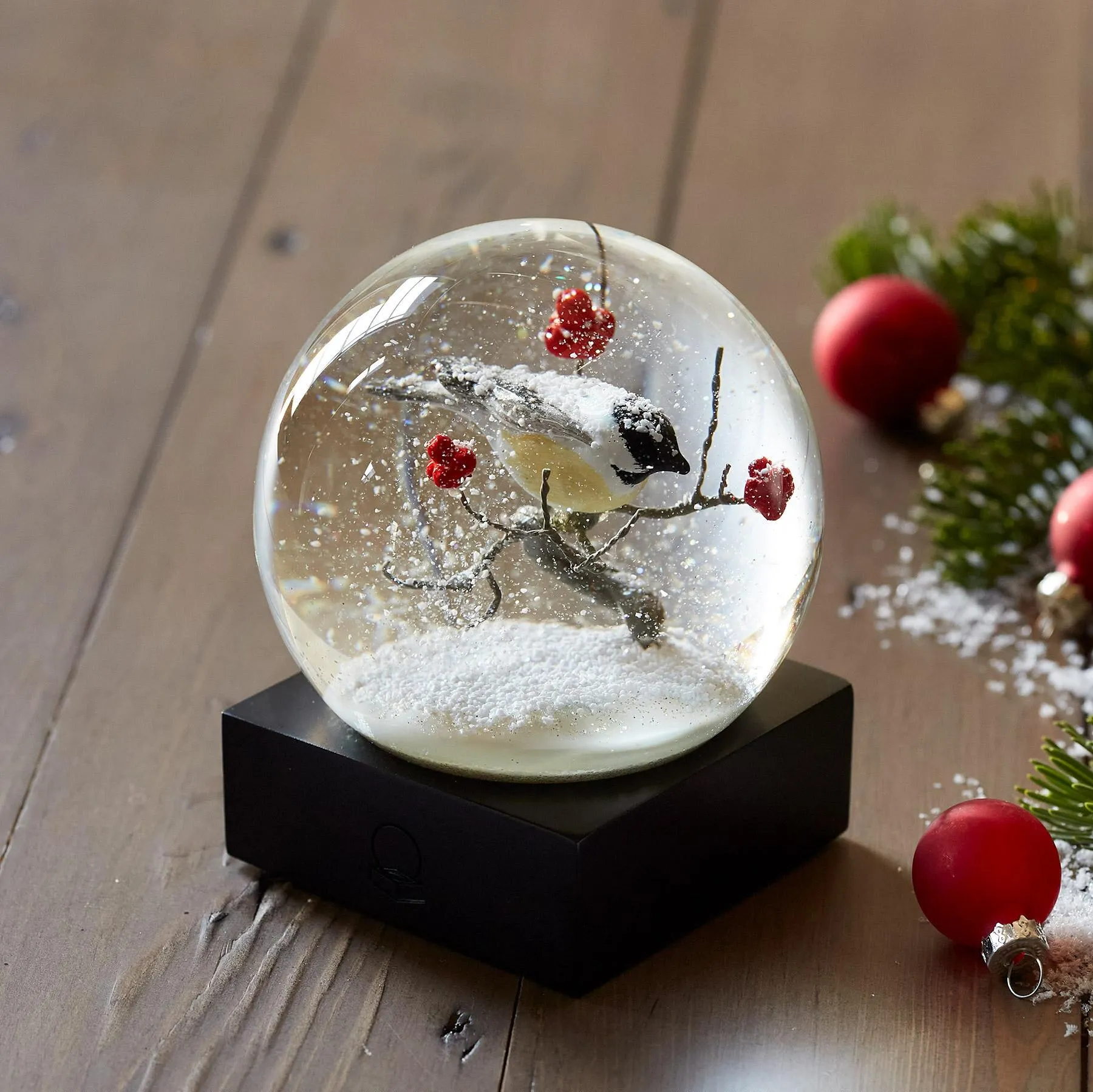 Snowy Chickadee Snow Globe