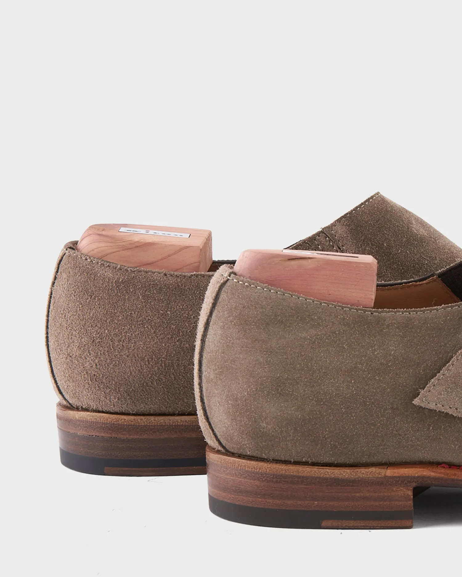 Taupe Double Monk Suede Shoes