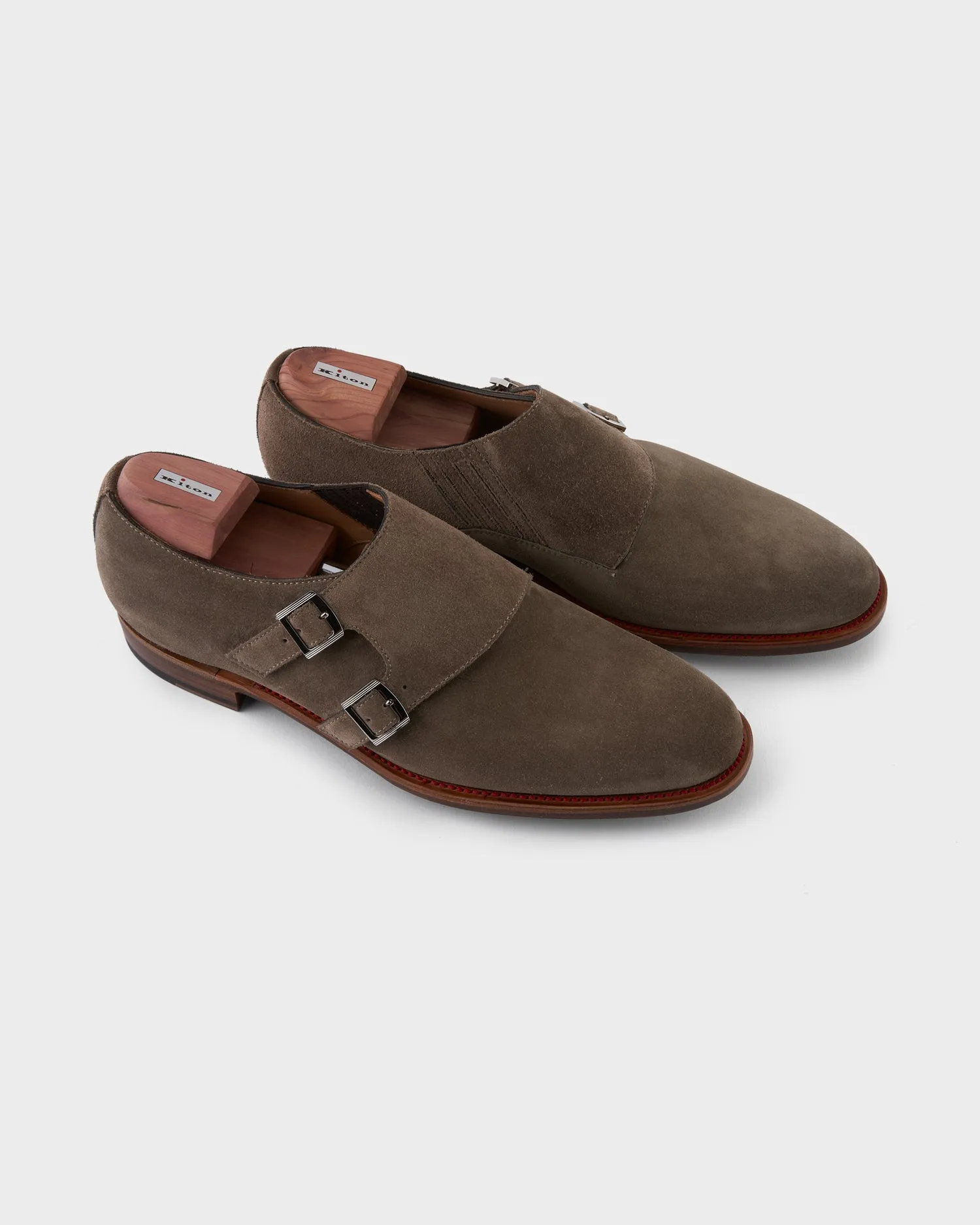 Taupe Double Monk Suede Shoes