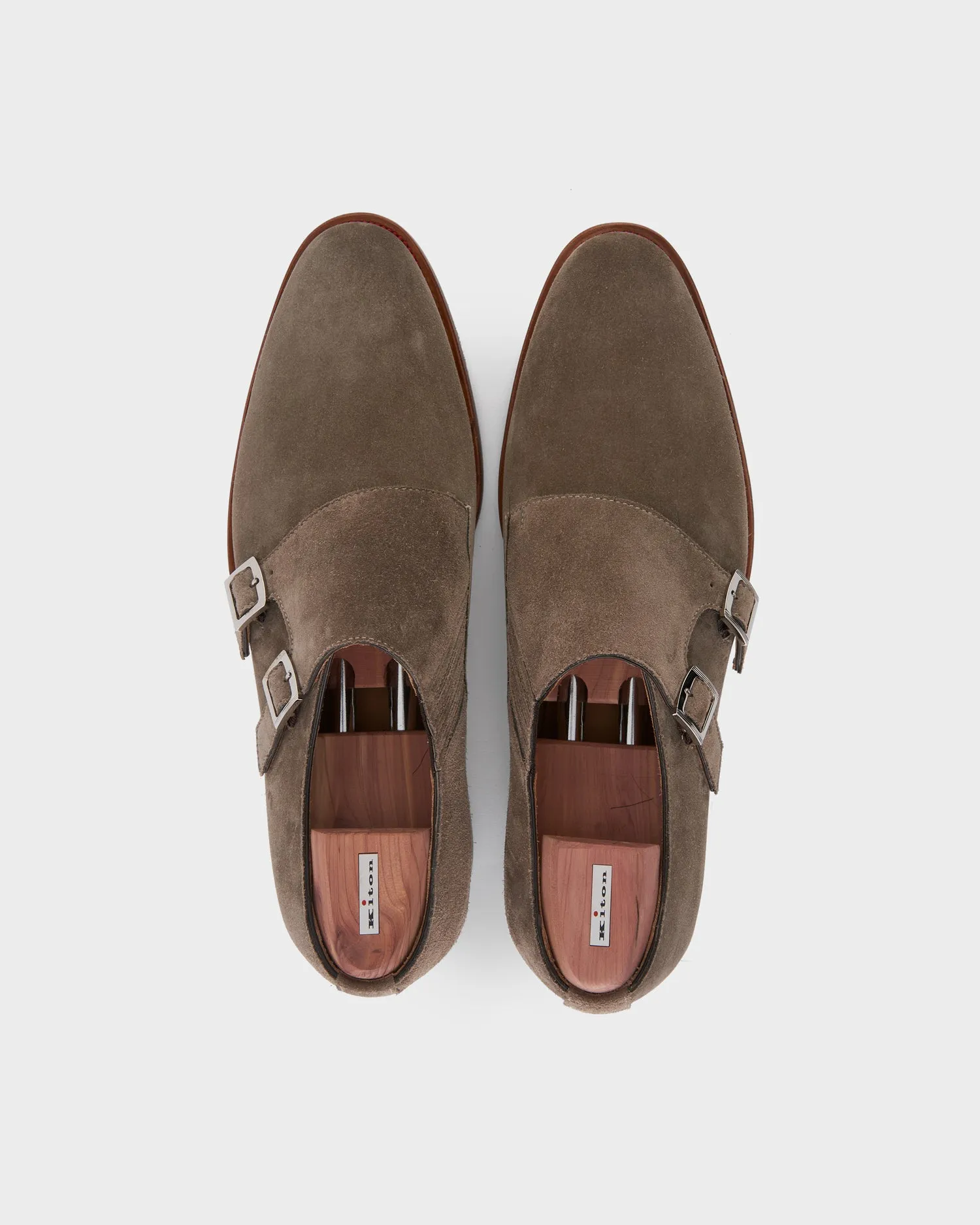 Taupe Double Monk Suede Shoes