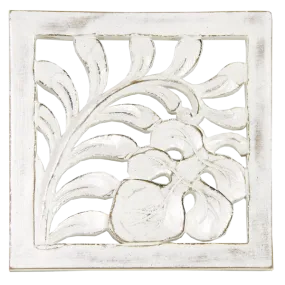 White Carved Leaf Trivet