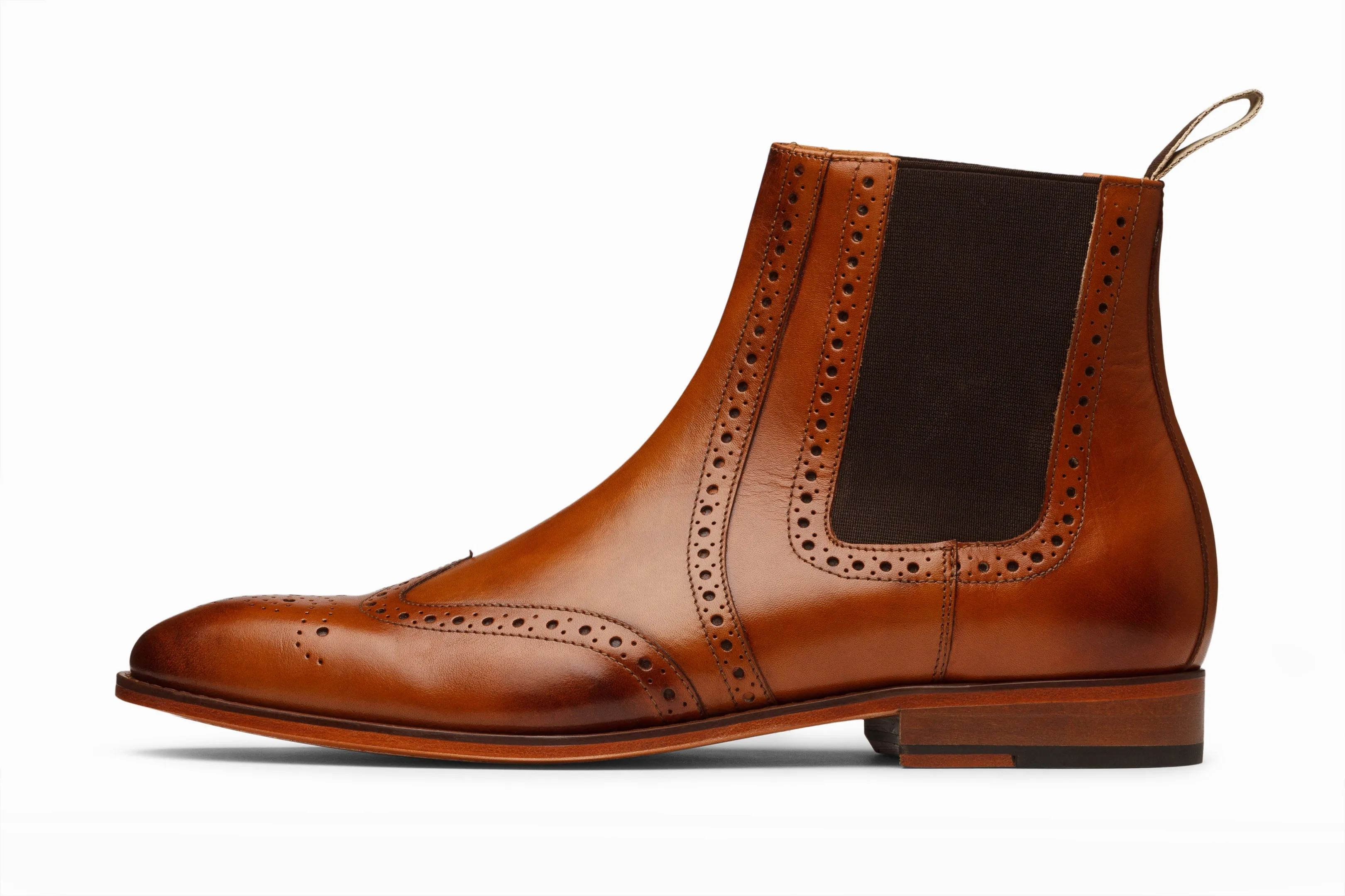 Wingtip Chelsea Brogue Boot - Tan