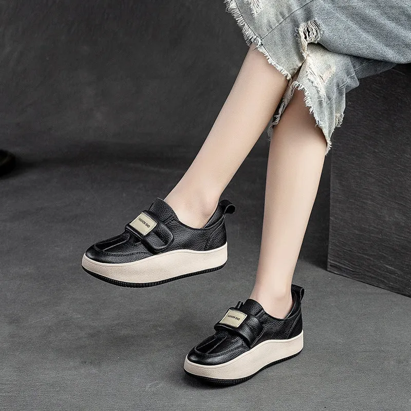 Women Fashion Leather Velcro Tape Casual Shoes