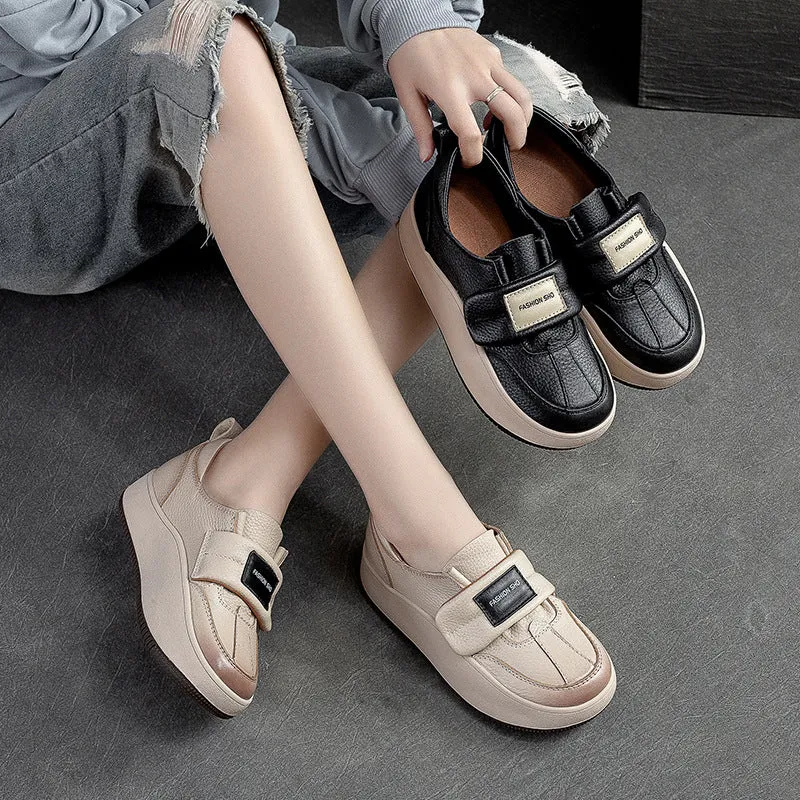 Women Fashion Leather Velcro Tape Casual Shoes