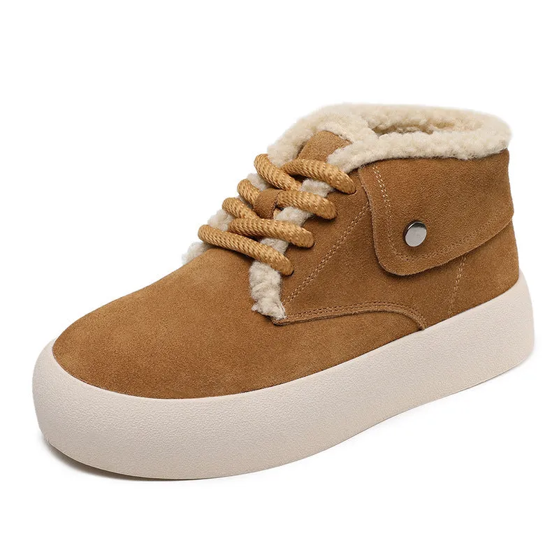 Women Retro Suede Flat Casual Furred Shoes