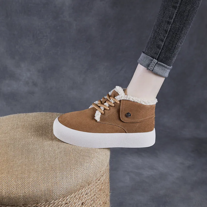 Women Retro Suede Flat Casual Furred Shoes