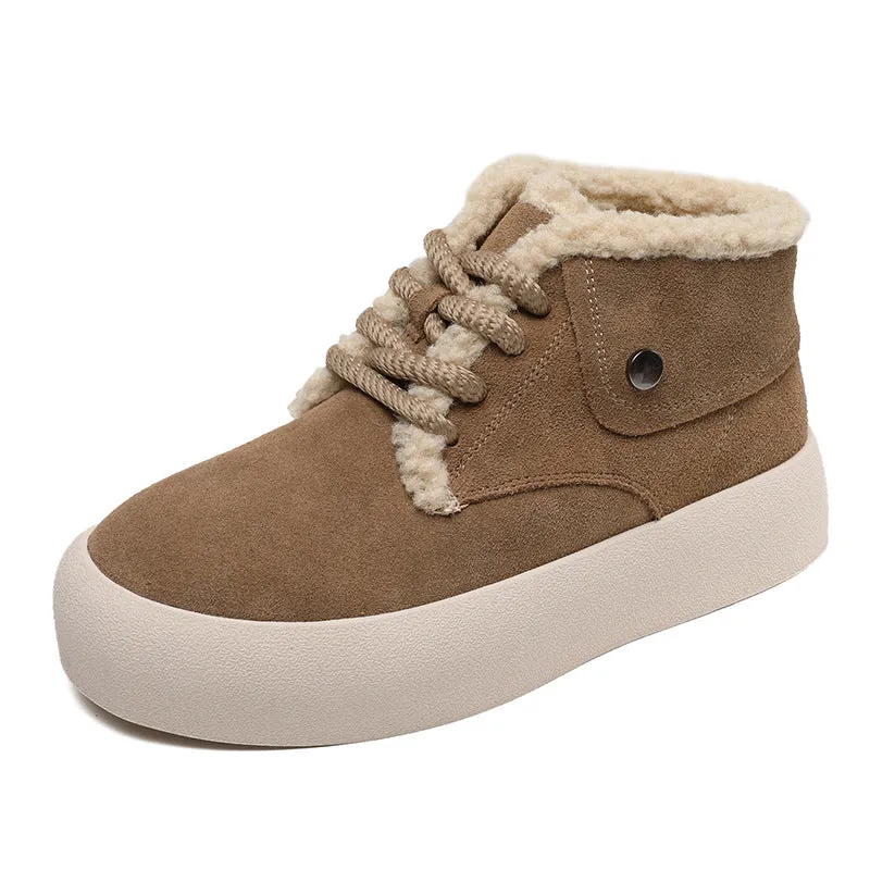 Women Retro Suede Flat Casual Furred Shoes