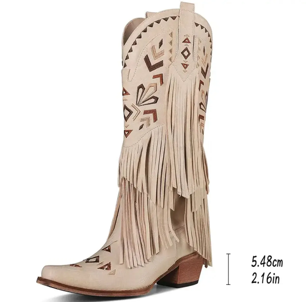 Women's Tassel Decor Chunky Heel Cowboy Boots