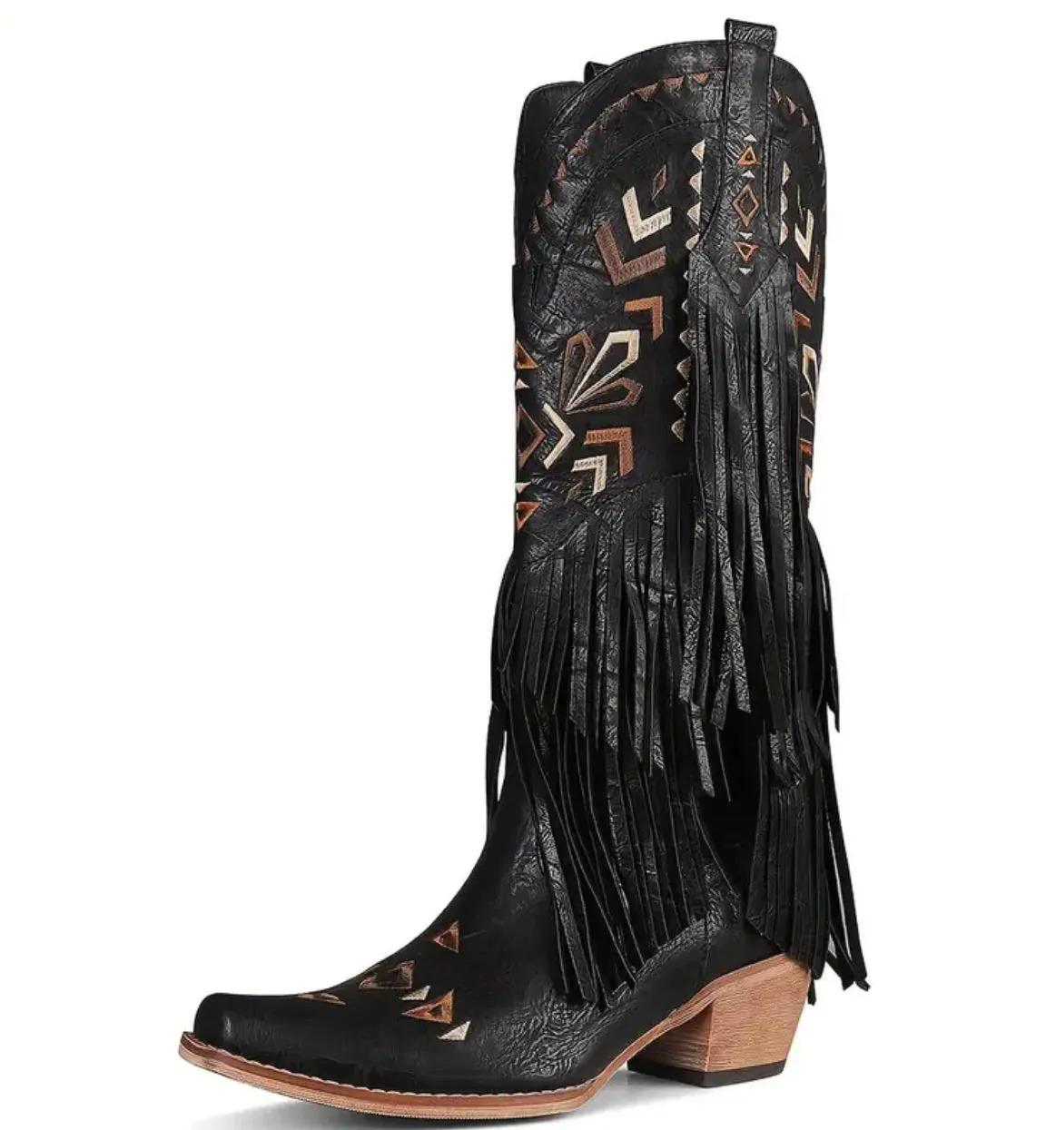 Women's Tassel Decor Chunky Heel Cowboy Boots