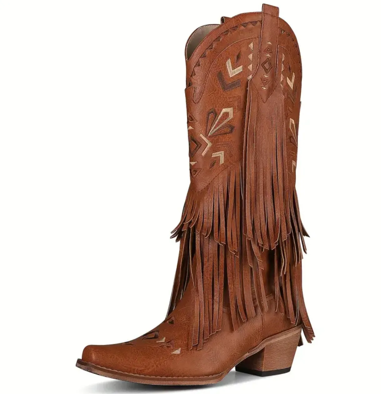 Women's Tassel Decor Chunky Heel Cowboy Boots