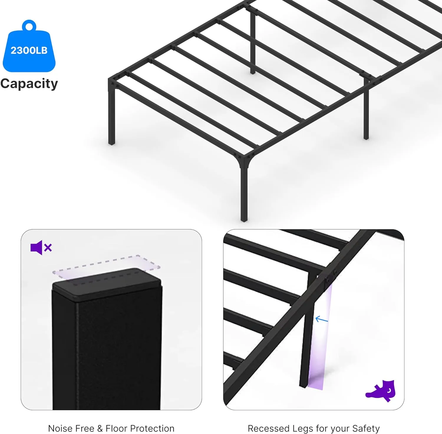 Zeta 16 Inch Metal Platform Bed Frame